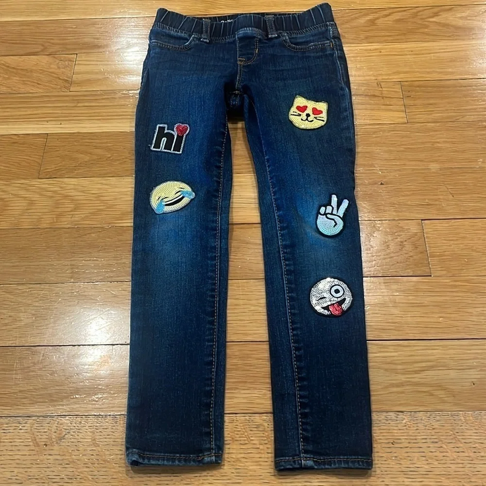 Gap kids girls legging jeans with cut patches size 6 regular .